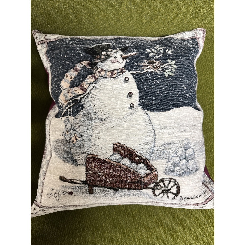 Christmas Pillow Snowman Hope Sandi Gore Evans Tapestry